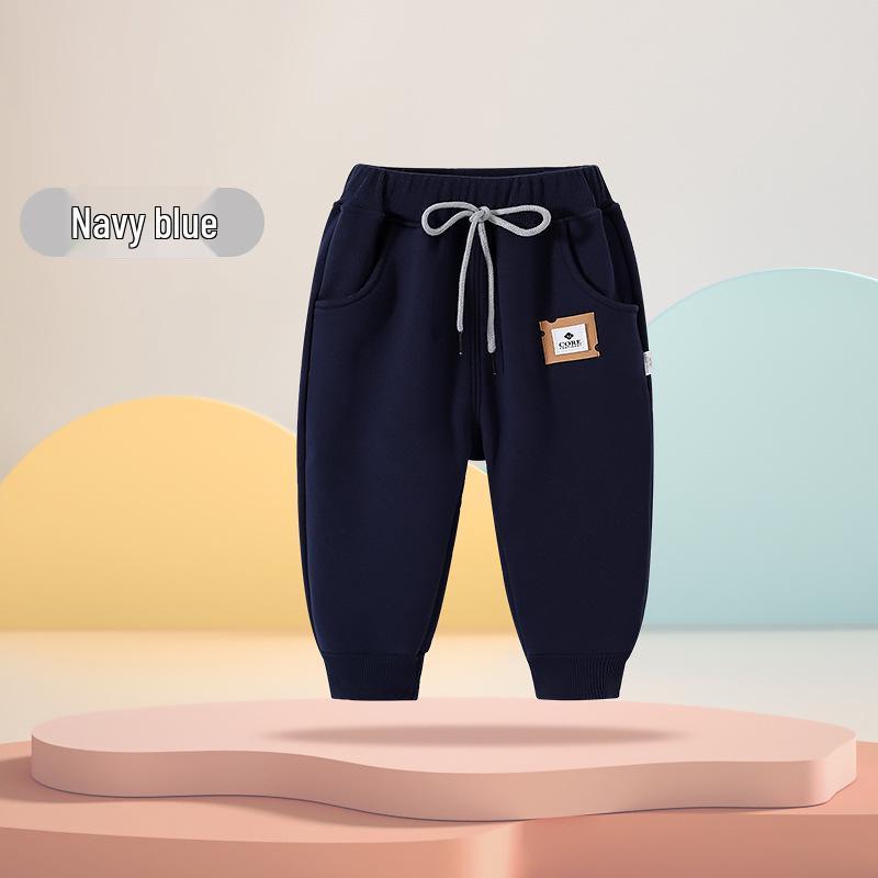 

Boys Fleece-Lined Sweatpants: 2025 Autumn/Winter New Style, Ages 0-3, Class A Casual Baby Sports Pants Size 90 (Height 80-90cm)
