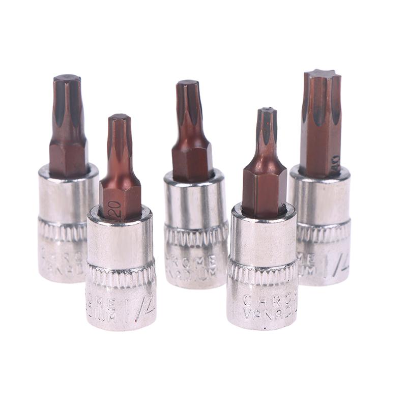 5 Pcs Torx Screwdriver Bits 1/4 Inch Drive Socket Head Tools T15 T20 T25 T30 T40 Socket Wrench Adapter Hand Tools