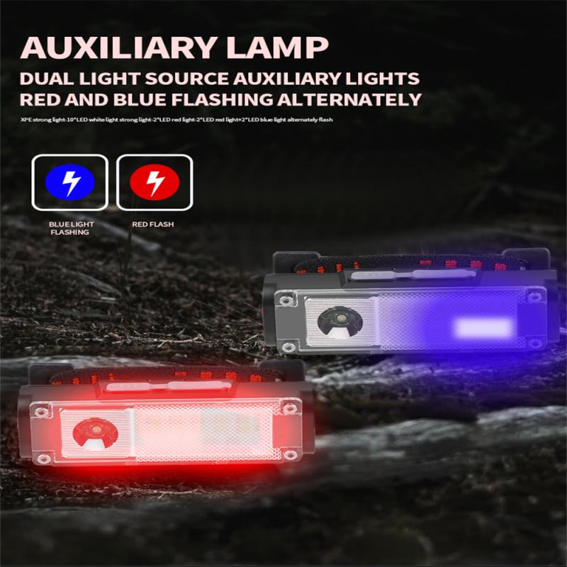 Led Headlamp Type-c Rechargeable Headlight Torch Flashlight Head Band Lamp With Indicator Light