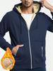 Autumn New Men's Casual Fleece Lined Hooded Zipper Sweatshirt Jacket Solid Color Warm Sportswear Male Fashion Outerwear