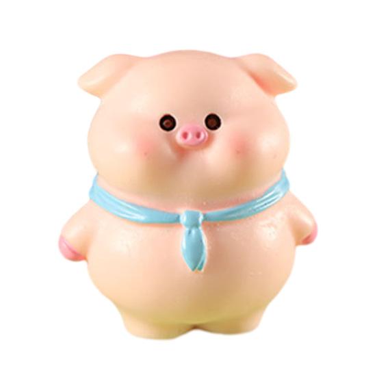 Pig Ornament Small Pink Piglet Synthetic Resin Figurine with Raincoat Yellow Duck Micro Landscape Ornament