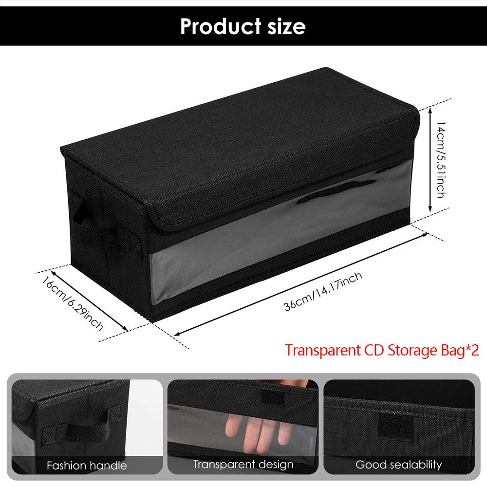 

2/4 Pcs CD Storage Bag Nonwoven Large Capacity Disc Organizer with Lid and Handle Portable Transparent Comic Book CD Case Holder