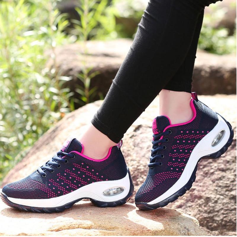 Breathable Mesh Women's Dancing Shoes Fashion Platform Shoes Air-cushion Knitted Casual Sports Shoes Running Trainers