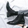 High Quality Men Boots Fashion Pointed Patent Leather Boots Lace Up Ankle Boot Classic Business Dress Boots for Men Wedding Boot