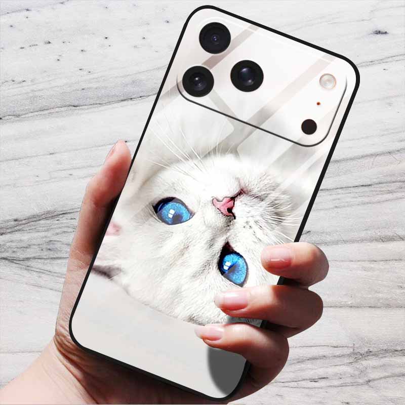 Cartoon Patterns Case For iPhone 17 Pro Plus Capa 17 Pro Max Bumper Luxury Tempered Glass Hard Back Cover iPhone17 Air Funda