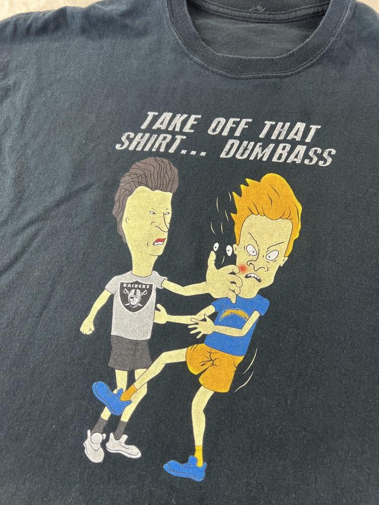 Beavis amp ButtHead Shirt Mens XL Black RAIDERS FAN Chargers Funny Graphic Tee Unisex T-Shirt S
