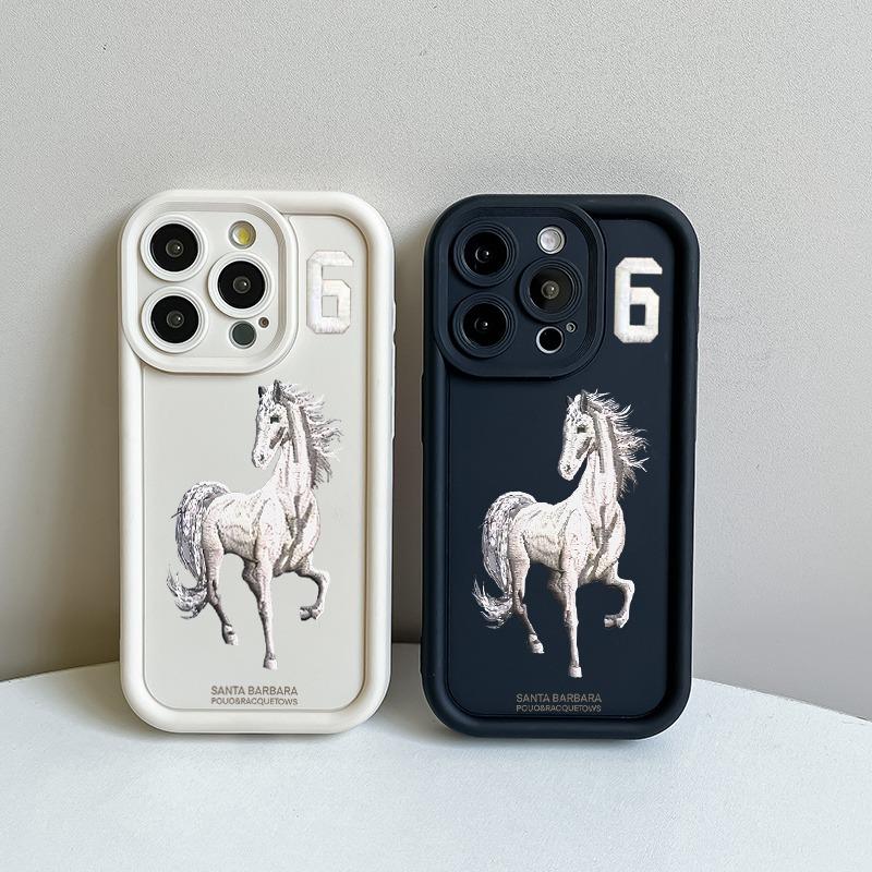 Horse Print 2D Flat Pattern Phone Case Suitable for iPhone 17 16 15 14 13 12 11 Pro/Max/Plus Anti Drop and Shockproof Back Cover