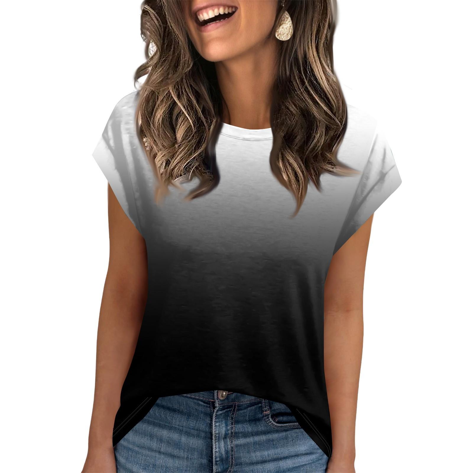 

Женская рабочая повседневная модная футболка с короткими рукавами и круглым вырезом S белый