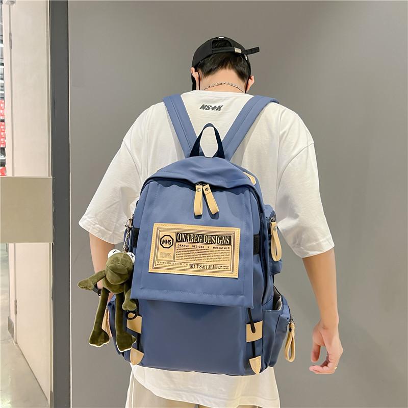 Large Capacity Schoolbag Male Korean Version Harajuku College Student Junior High School Backpack Trendy Cool Hong Kong Style Backpack