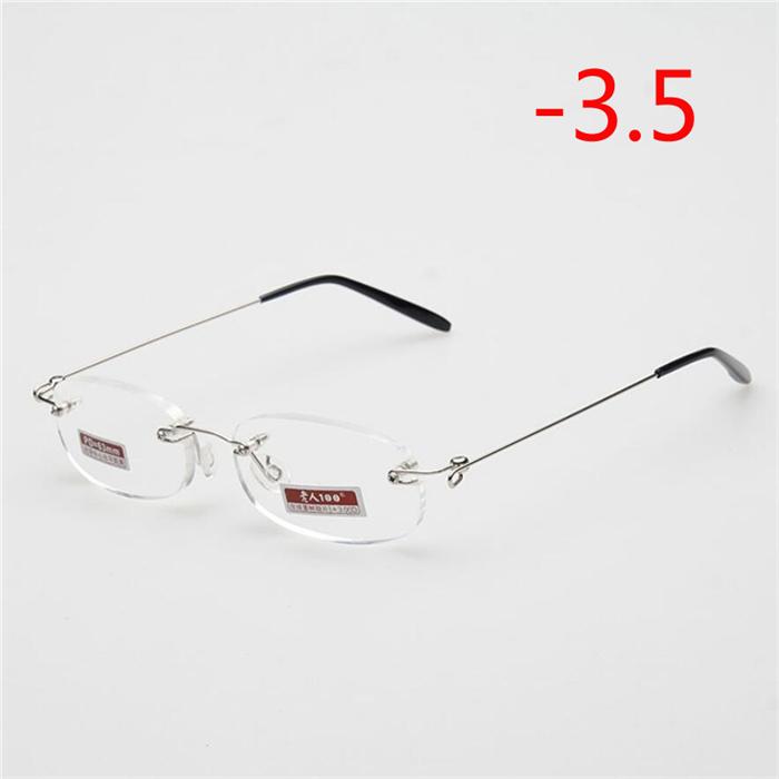 New Frameless Myopic Glasses Frame Eyeglasses Men Women Ultralight Rimless Frame Myopia Glasses 100 ~ 400 Degrees
