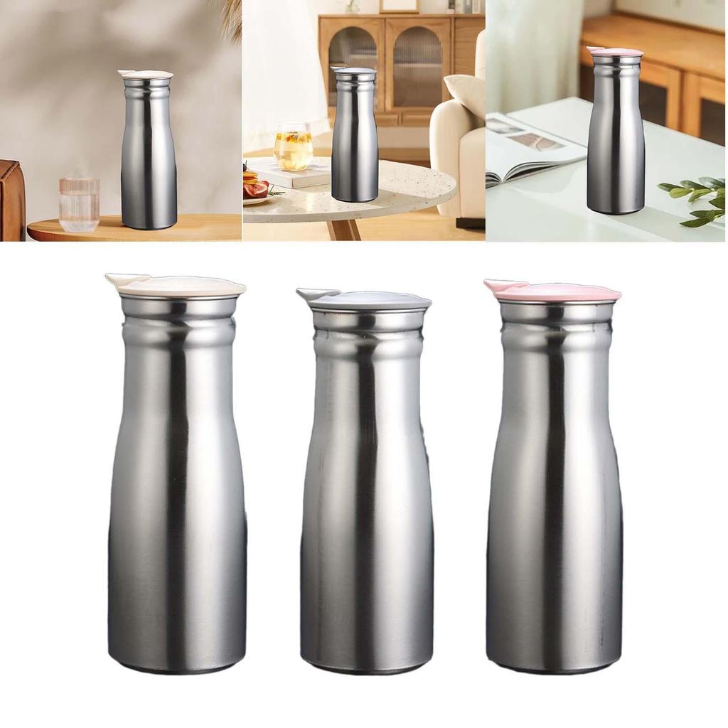 Stainless Steel Water Jug 1.0L Large Capacity Teapot Mix Drinks Juice Jar Water Pitcher for Tea Milk Lemonade Coffee Restaurant