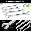 4-Piece Flare Nut Wrench Set, Offset End Spanner Metric 8 9 10 12 13 14 15 17mm, CR-V Steel Storage Pouch Repair and Remove Nuts on Fuel Tube Hose
