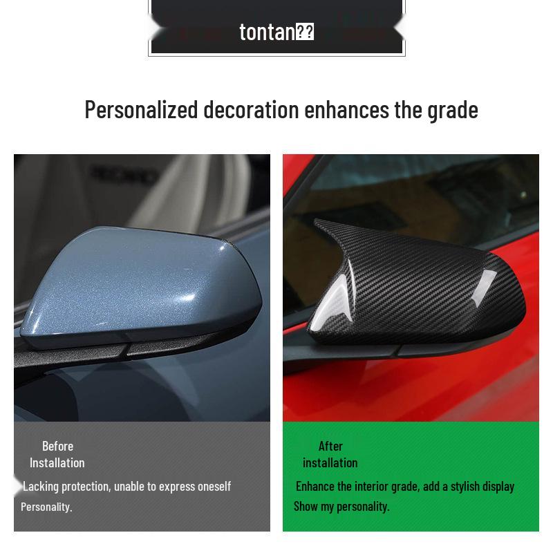 Ford Mustang Carbon Fiber Horn Rearview Mirror Cover Cap – Real Carbon Fiber Exterior Accessory