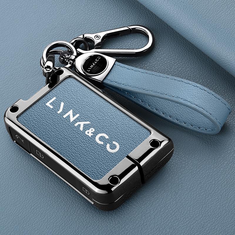 Zinc Alloy Leather Car Key Fob Case Lynk&Co 01 02 03 05 07 09 Emp Lynkco 06 Lynk Co Key Fob Housing Car Key Protective Cover