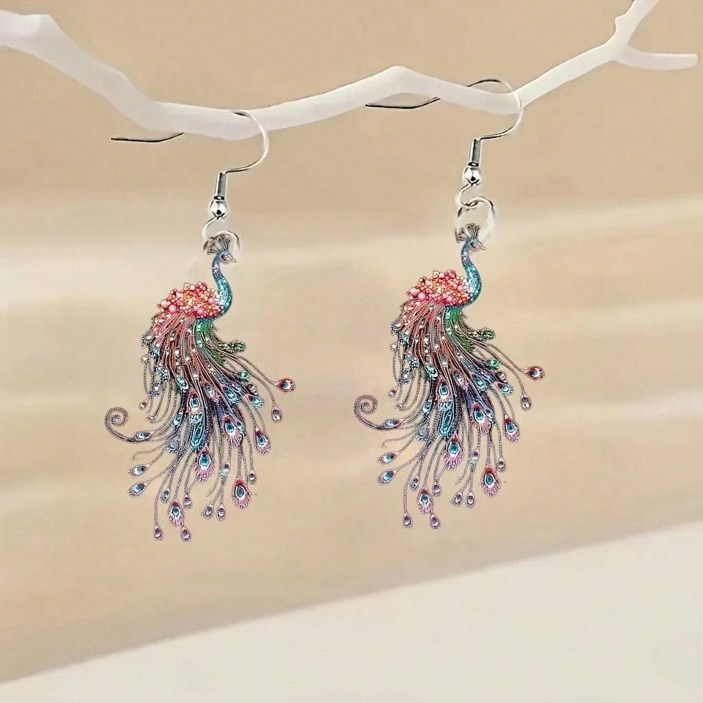 

Новые акриловые серьги, Винтажные европейские и американские, Изысканный полый дизайн павлина, Блестящие аксессуары для серег