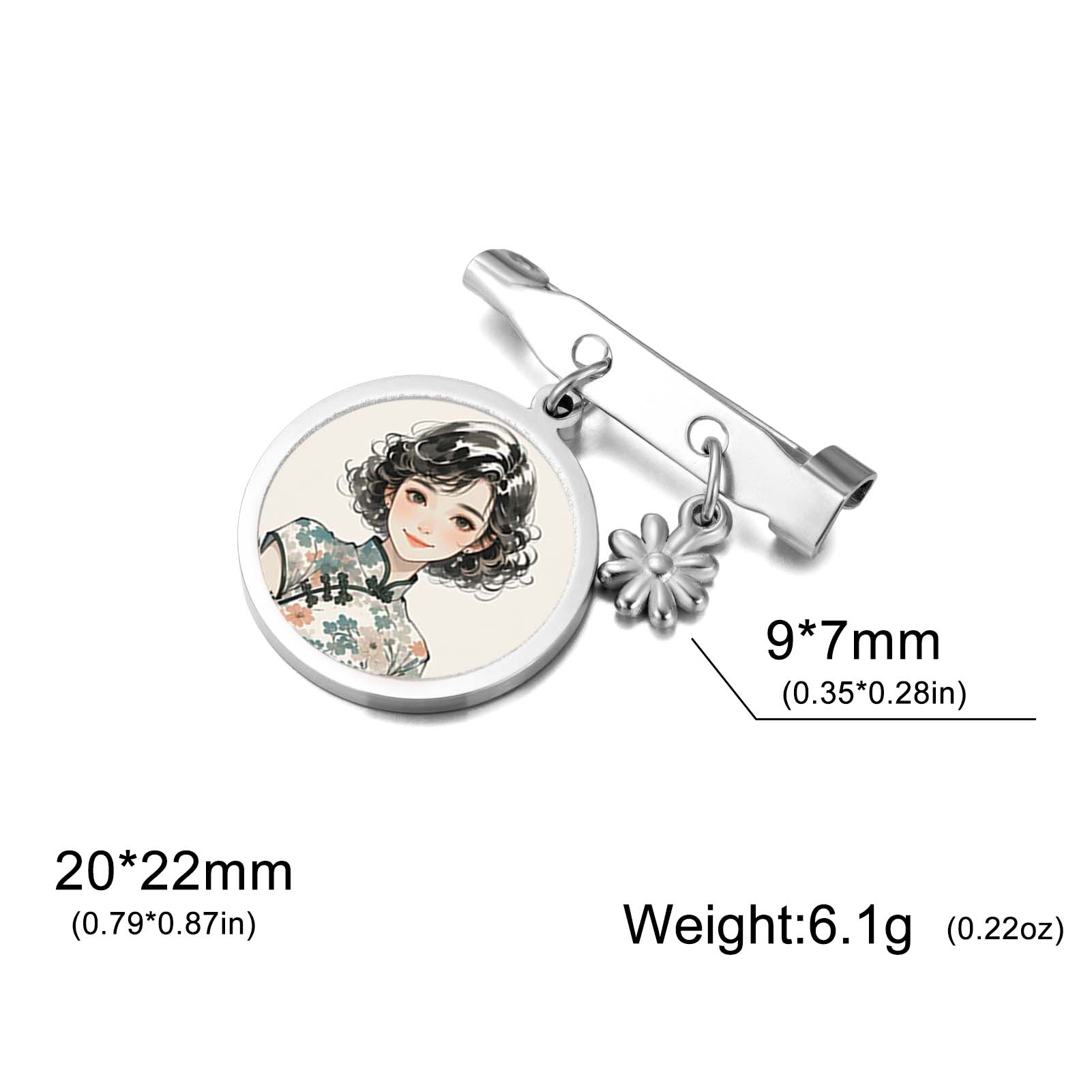 

Custom Picture Flower Pendent Brooches Stainless Steel Personalized Nameplate Brooch Pins Jewelry Couple Gifts for Families