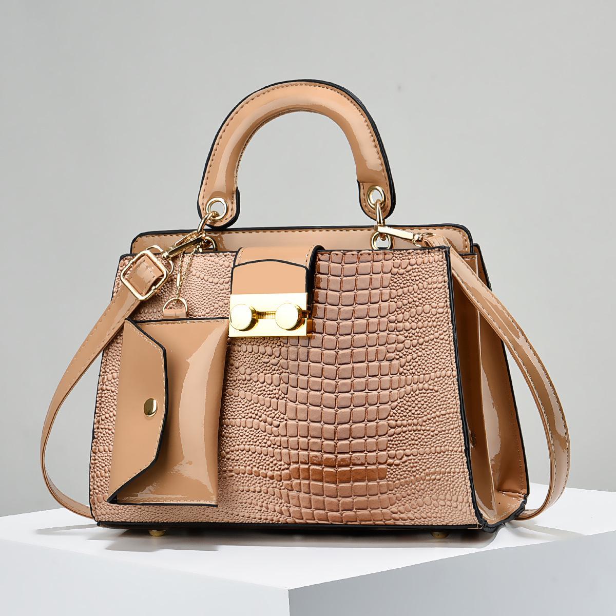 

2023 Жіночий набір з двох предметів: сумка на плече та кросбоді з візерунком ящірки - Європейська та американська мода 27x12x20 cm хакі