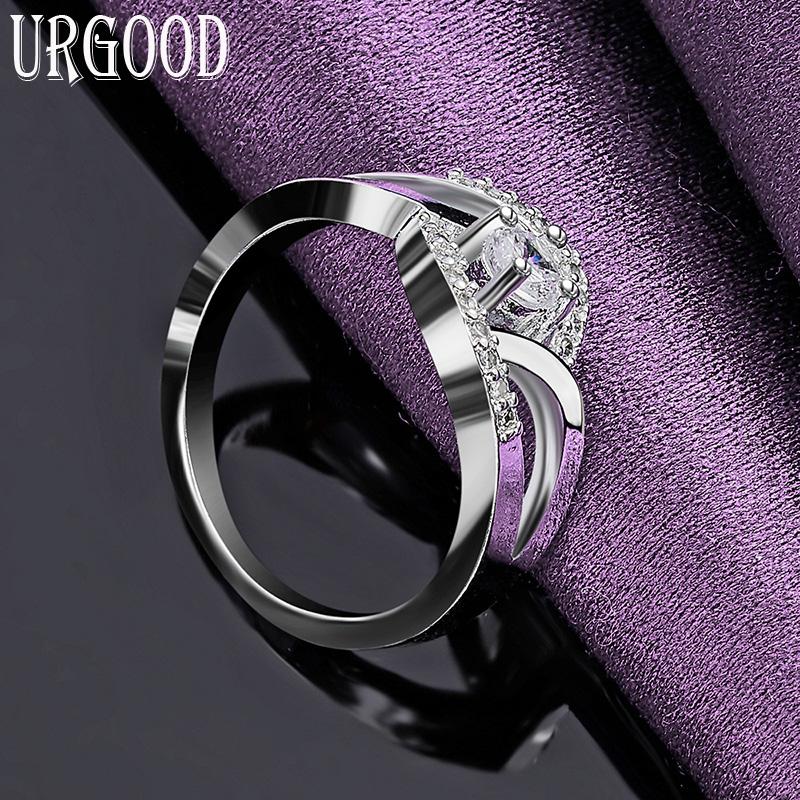 925 Sterling Silver AAA Zircon Ring Gift Charm Jewelry