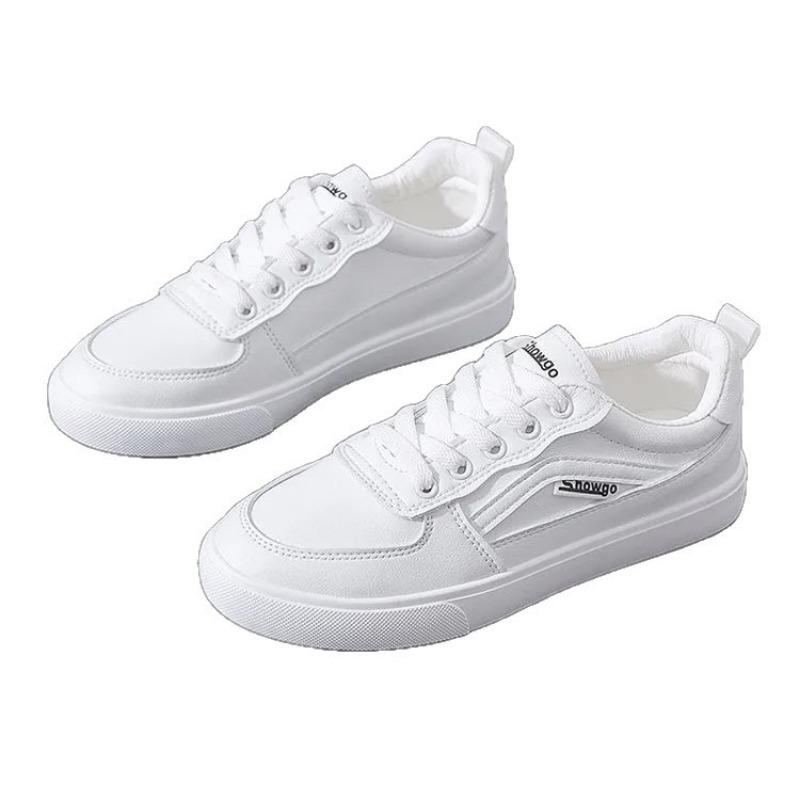 Schuhe mit flachem Boden, einfarbig weiß, Herbst neu, zum Schnüren, einfache Freizeitschuhe, vielseitige Board-Schuhe für Studenten