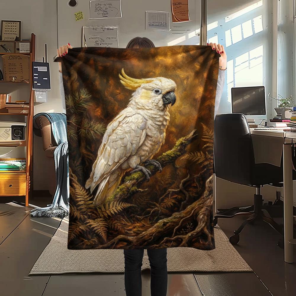 

1PC Exotic Bird Art Print FlAannel Blanket, High quality Comfortable for All Seasons, Home Decor, Warmth and Comfort 80cm x 120cm