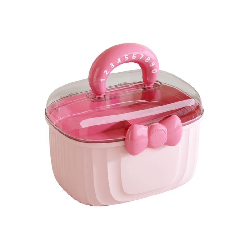 

Travel Hair Accessories Organizers Case For Women Girls Durable Double Layer Clear Storage Box With Handle S розовый