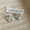 French Retro Pearl Bow Stud Earrings Female Personality Sweet Exquisite Fashion Elegant Trend Versatile Earrings