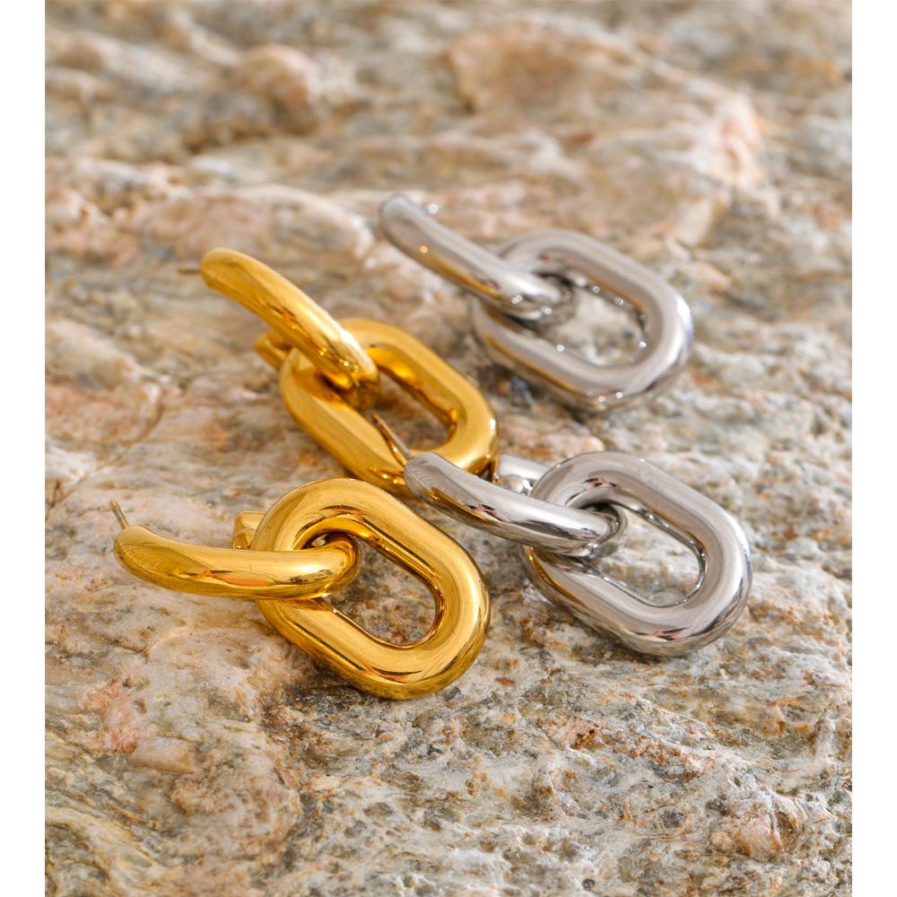 Yhpup Popular Stainless Steel Geometric Chunky Drop Earrings Water Resistant Distinctive Statement Versatile Daily Jewelry 2025