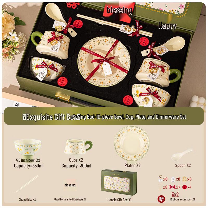 

Imported European Bone China 10-Piece Tableware Gift Set