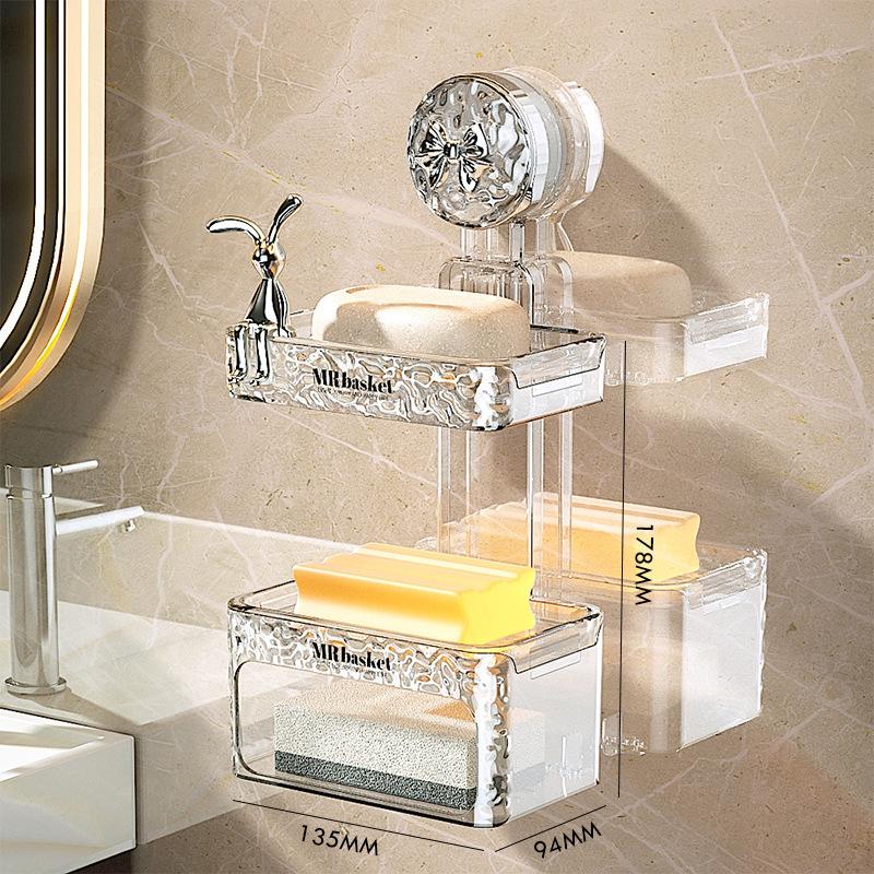 Koupelnová skleněná police otočná přísavka instalace za jednu sekundu koupelnové úložné prostory vzor ledovce třídění položek