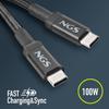 NGS KNOT 100W-3 : Kabel USB C do Type-C o długości 3 m do szybkiego ładowania urządzeń do 100 W. Wysoka kompatybilność. Czarny.