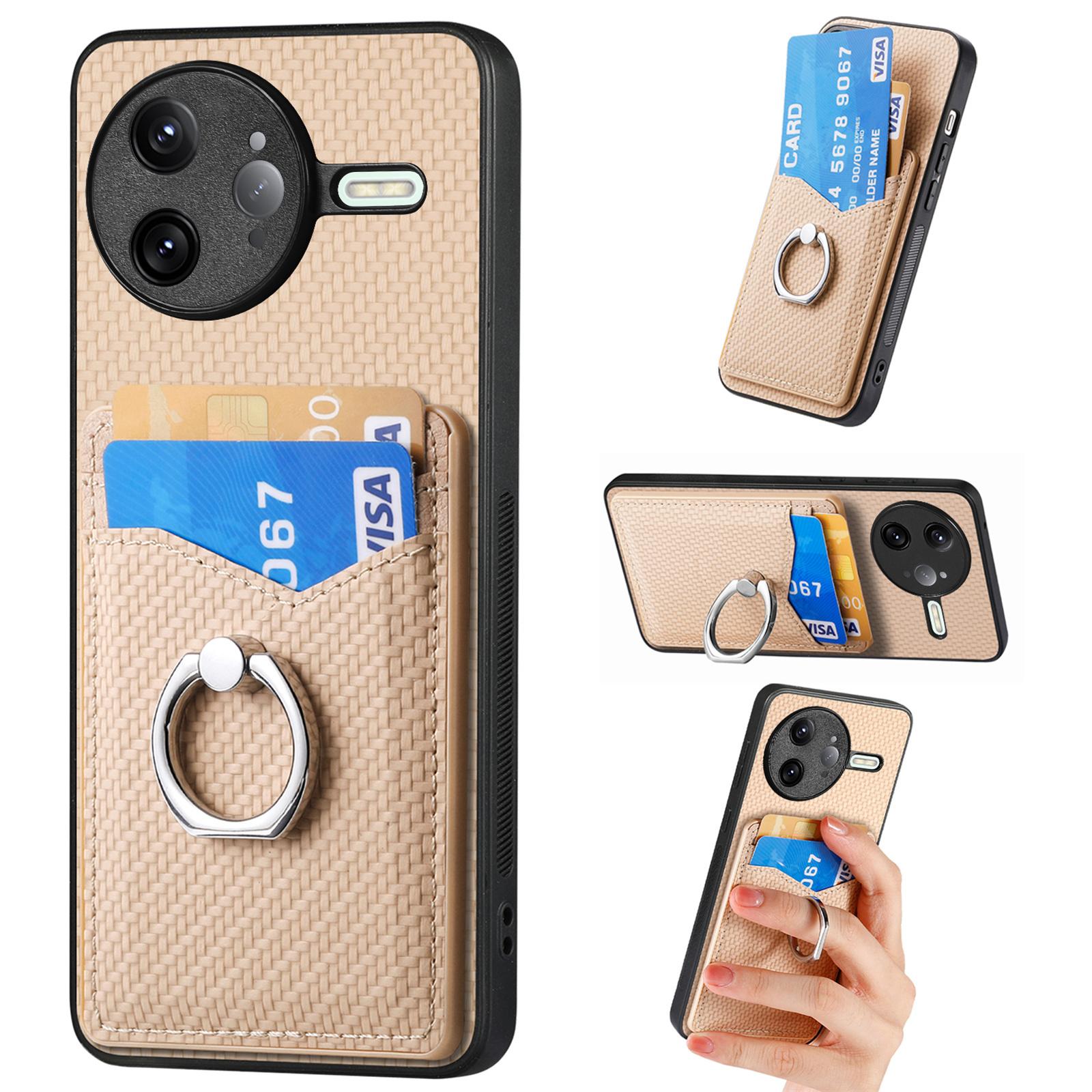 

Для Xiaomi Poco F7 Ultra 5G/Xiaomi Redmi K80 Pro 5G Чехол Слоты для карт Кольцо-держатель Подставка Чехол для телефона Apricot