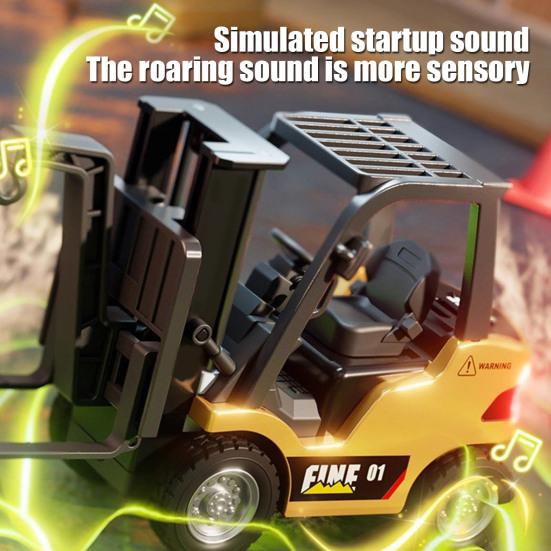 Uzaktan Kumandalı Forklift Oyuncak 1/64 Ölçekli Alaşım Forklift Kamyon Kaldırma Çatal Kancalı Küçük Çocuklar Şarj Edilebilir 2.4GHz RC Simülasyonlu İnşaat Aracı Oyuncak