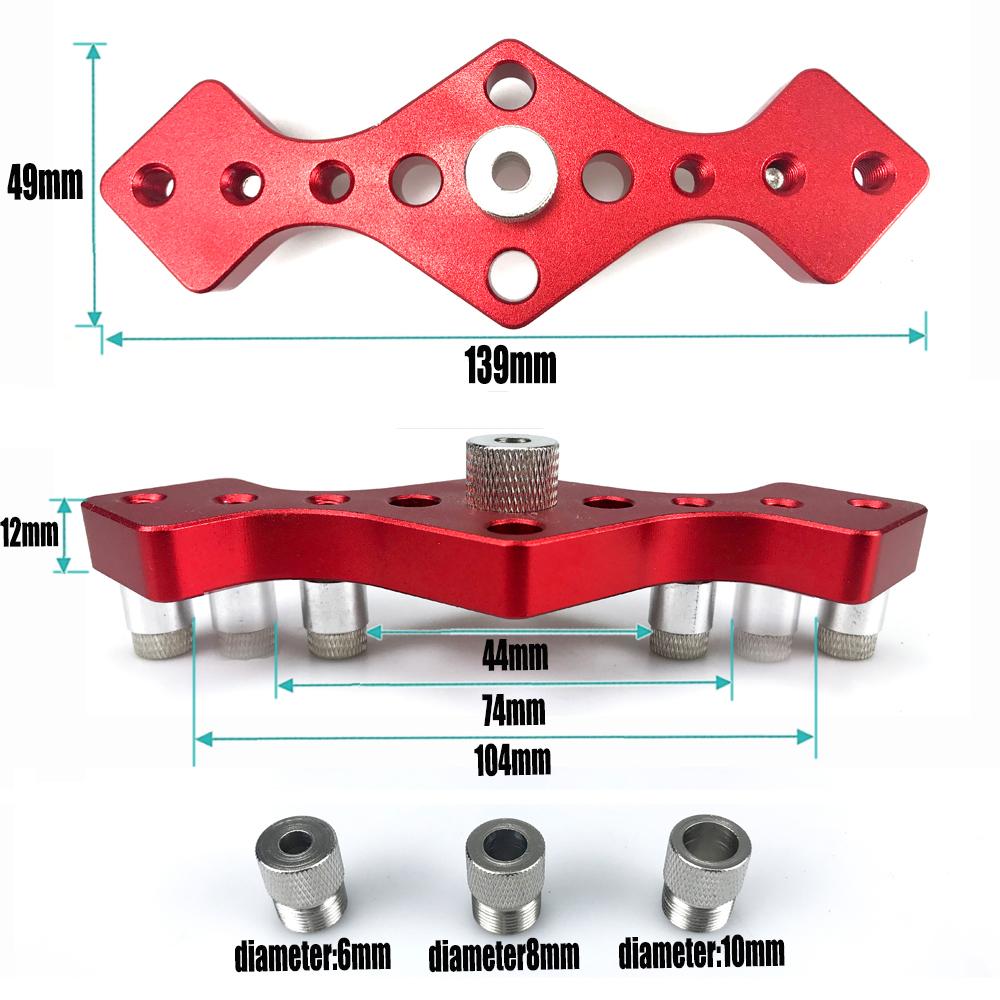 Holzbearbeitung 6/8/10mm Vertikales Taschenloch-Bohrschablone Selbstzentrierender Dübelbohrführung Stift-Befestigung Gleitende Bohr-Stanzführung Set