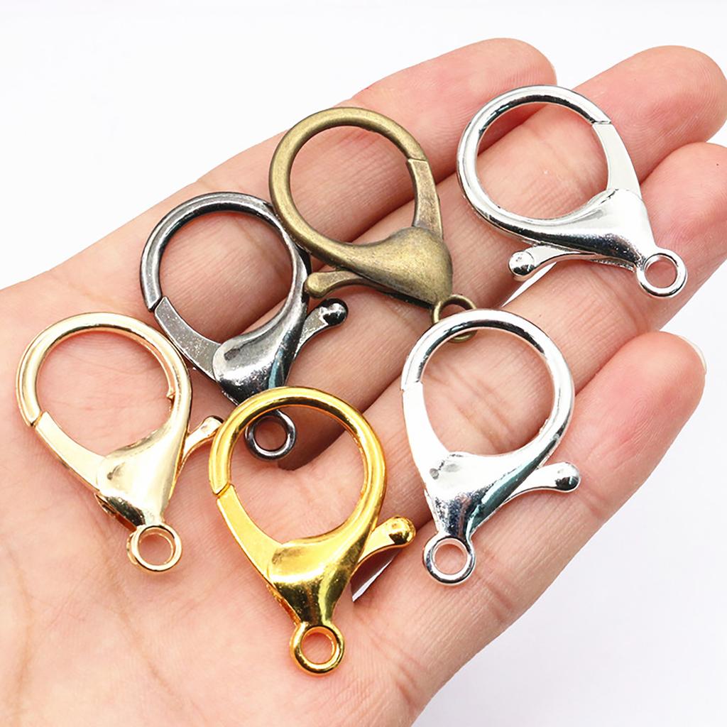 10pcs/lot Snap Lobster Clasp Hooks Gold Silver Plated DIY Jewelry Making Findings for Keychain Neckalce Bracelet Supplies