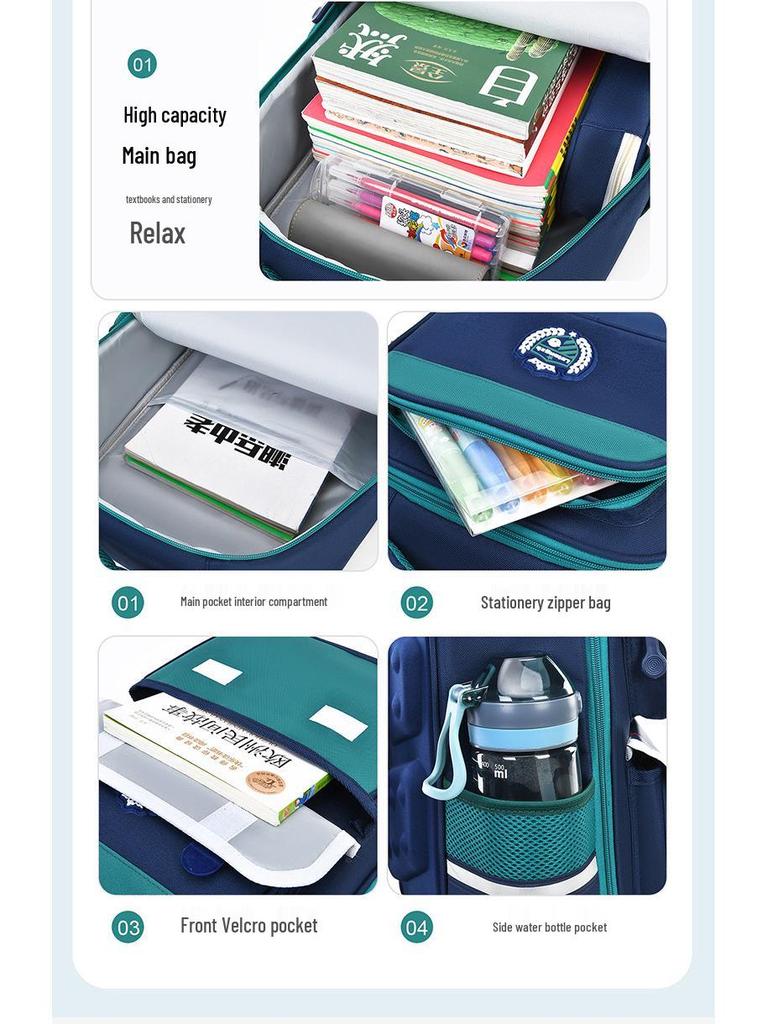 Leichter, wasserdichter Grundschulrucksack im britischen Stil für Jungen & Mädchen (Klassen 1-6)