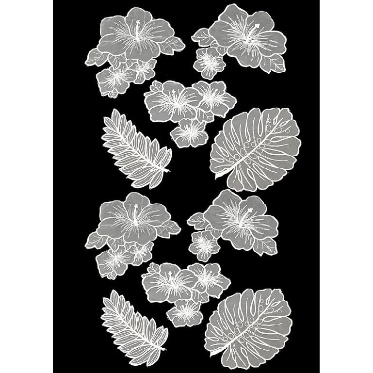 10 Pieces Large Organza Flower Applique Leaf Applique Sheer Embroidered Sew on Patches Lace Decal Fabric for Wedding Dress Evening Gown Bridal Vail