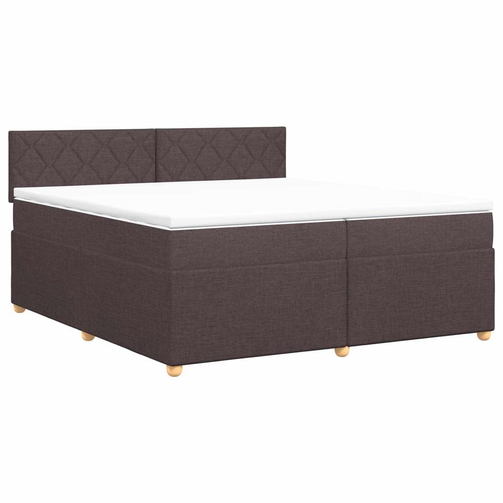 Box Spring Bed with Mattress Dark Brown 200 X 200 Cm Fabric