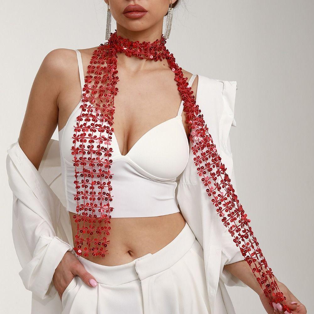 Foulard de Danse du Ventre Creux Forme Fleur Chaîne de Taille Mode Accessoire de Cheveux Scintillant Fille