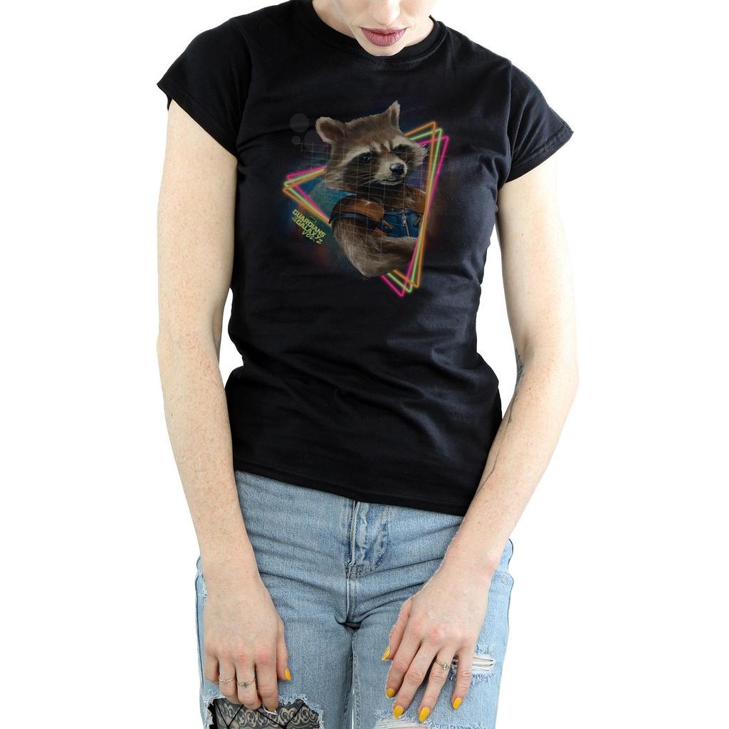 Guardians Of The Galaxy Damen/Damen Rocket Raccoon Neon Baumwoll-T-Shirt