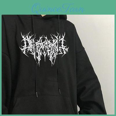 Moletom com Capuz Estilo Gótico Para Mulheres Com Estampa Gráfica Streetwear Moda de Inverno