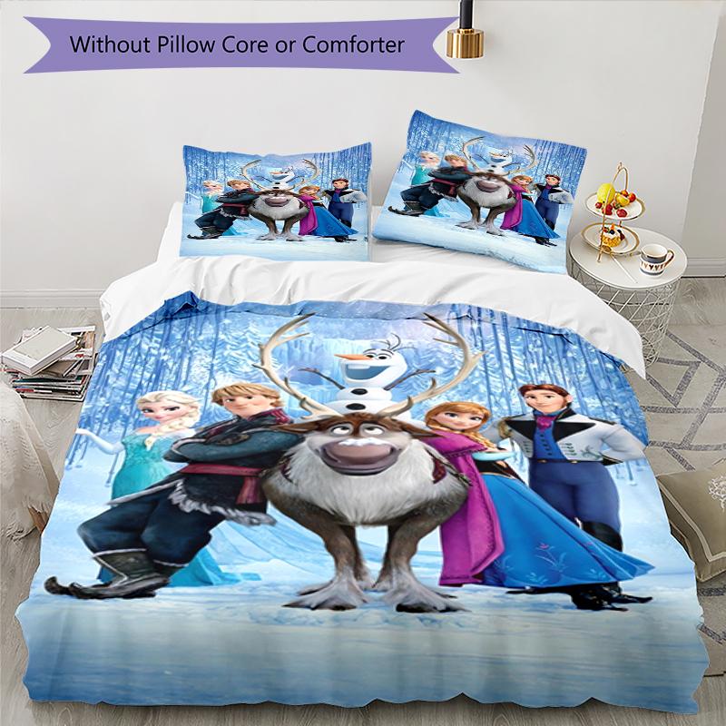 3pcs Elsa Bedding Set Duvet Cover Closure Includes 1 Duvet Cover & 2 Pillowcases, Soft and Comfortable for All Seasons.