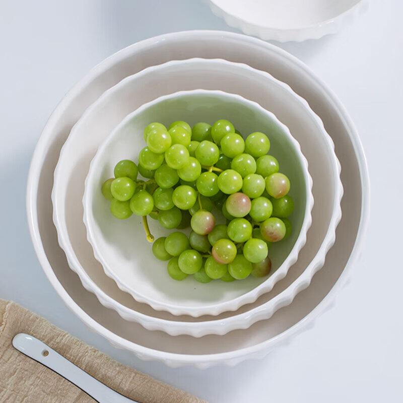 Youxia Pure White Shell-Edge Ceramic Serving Bowl