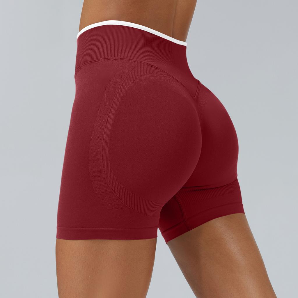 Women's Casual Hip-lifting Seamless Color Block Yoga Fitted Sports Shorts