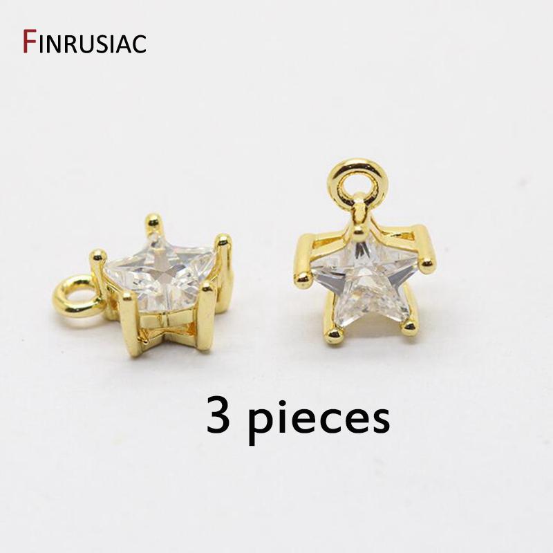 14K Goldplattiertes Messing Metall Sternform Kristall Anhänger für DIY Schmuck Halskette Ohrring Herstellung Zubehör