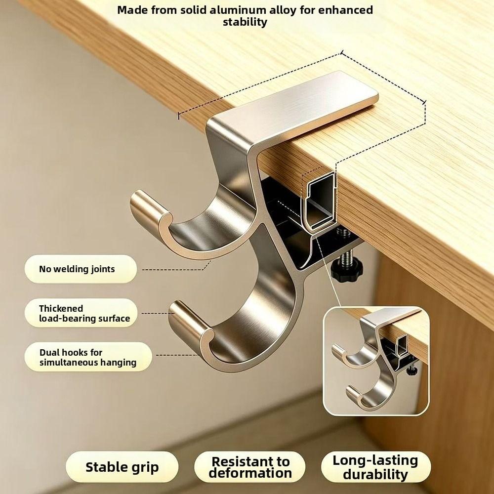 Punch-free Table Side Backpack Rack Double Hook Hanging Handbag Holder Headphone Organizer  Office