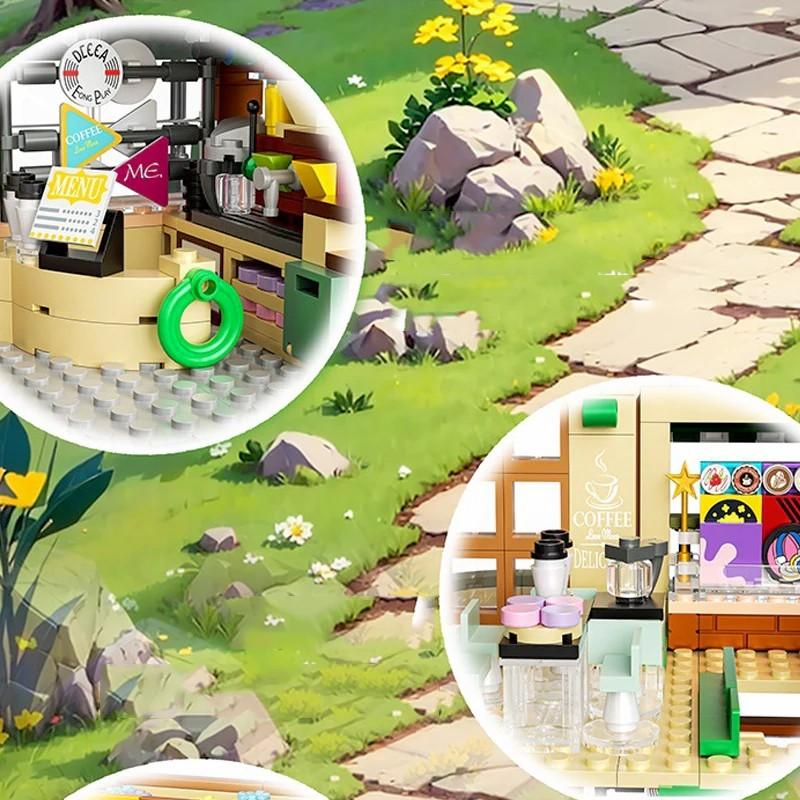 1003PCS Creative Expert Street View Garden Restaurant Building Blocks City Apartment Store Architecture Model Toy Gift for Girl No Box