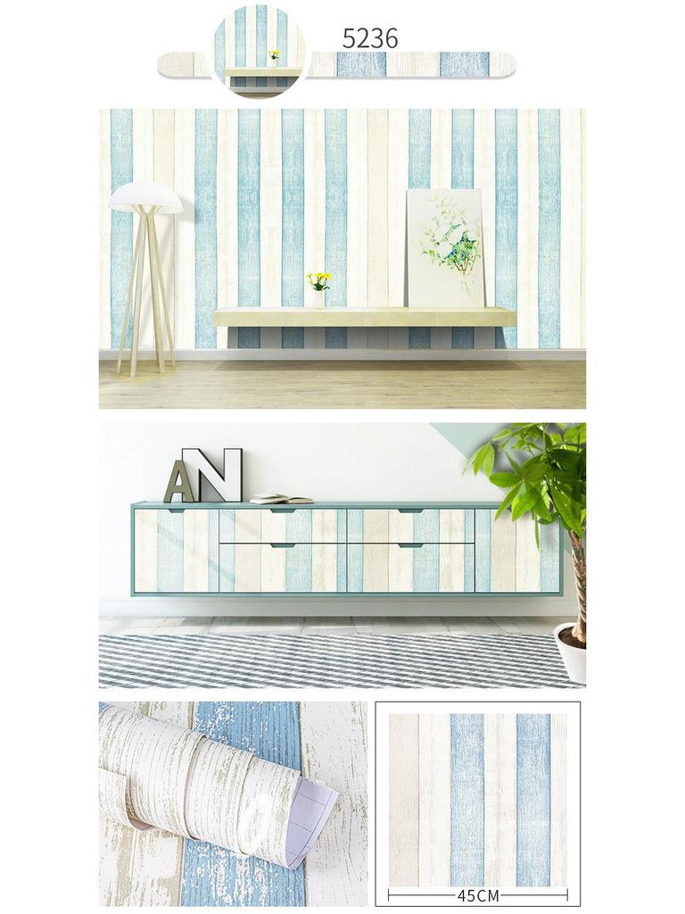 Self-Adhesive Imitation Wood Grain Wallpaper - Moisture-Proof Wall Decoration for Bedrooms