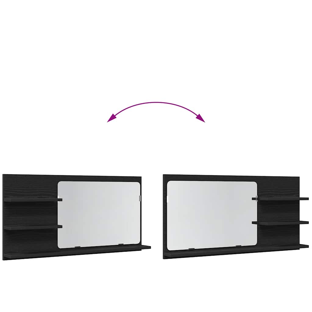 Bathroom Mirror Cabinet Black Oak 90 X 11 X 45 Cm Wood Based Panel