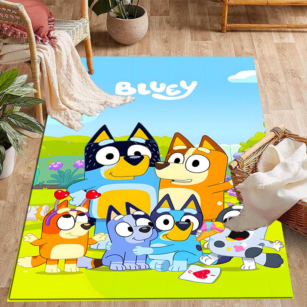 Tappeti Antiscivolo a Tema Bluey's Bus Adventure - Arredamento per la Casa in Poliestere, Adatti per Camere da Letto, Soggiorni, Ingressi, Studi e Decorazioni