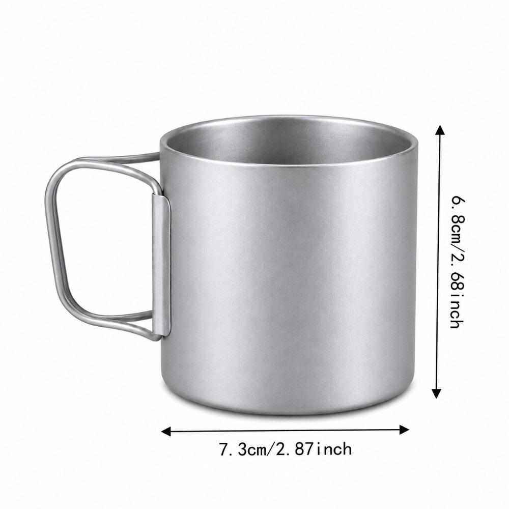 Double Wall Titanium Water Cup Foldable Handle Outdoor Coffeee Bottle Durable Camping Mug Picnic